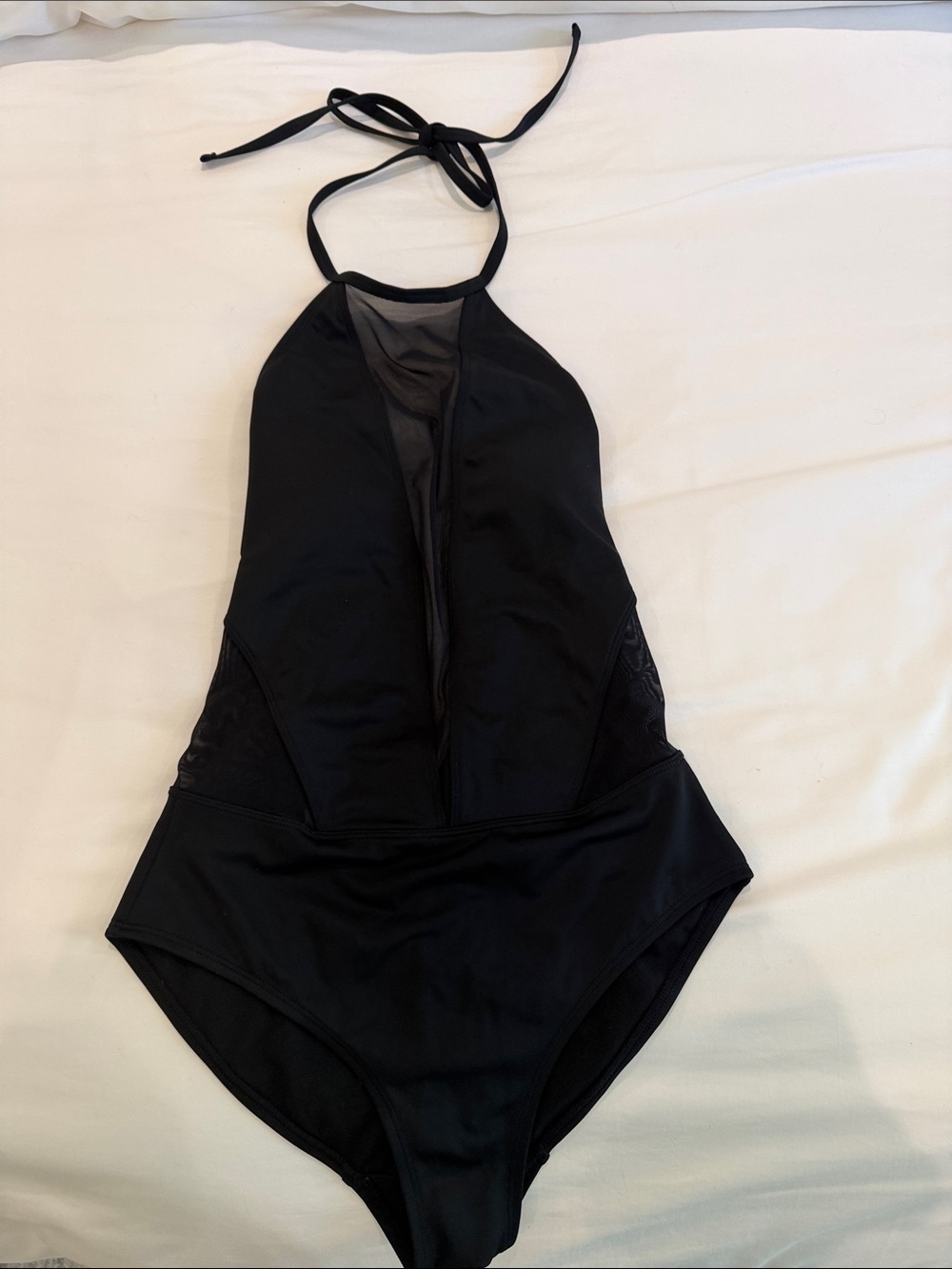 Ted Baker London Black Halter One-Piece with Mesh Inset
